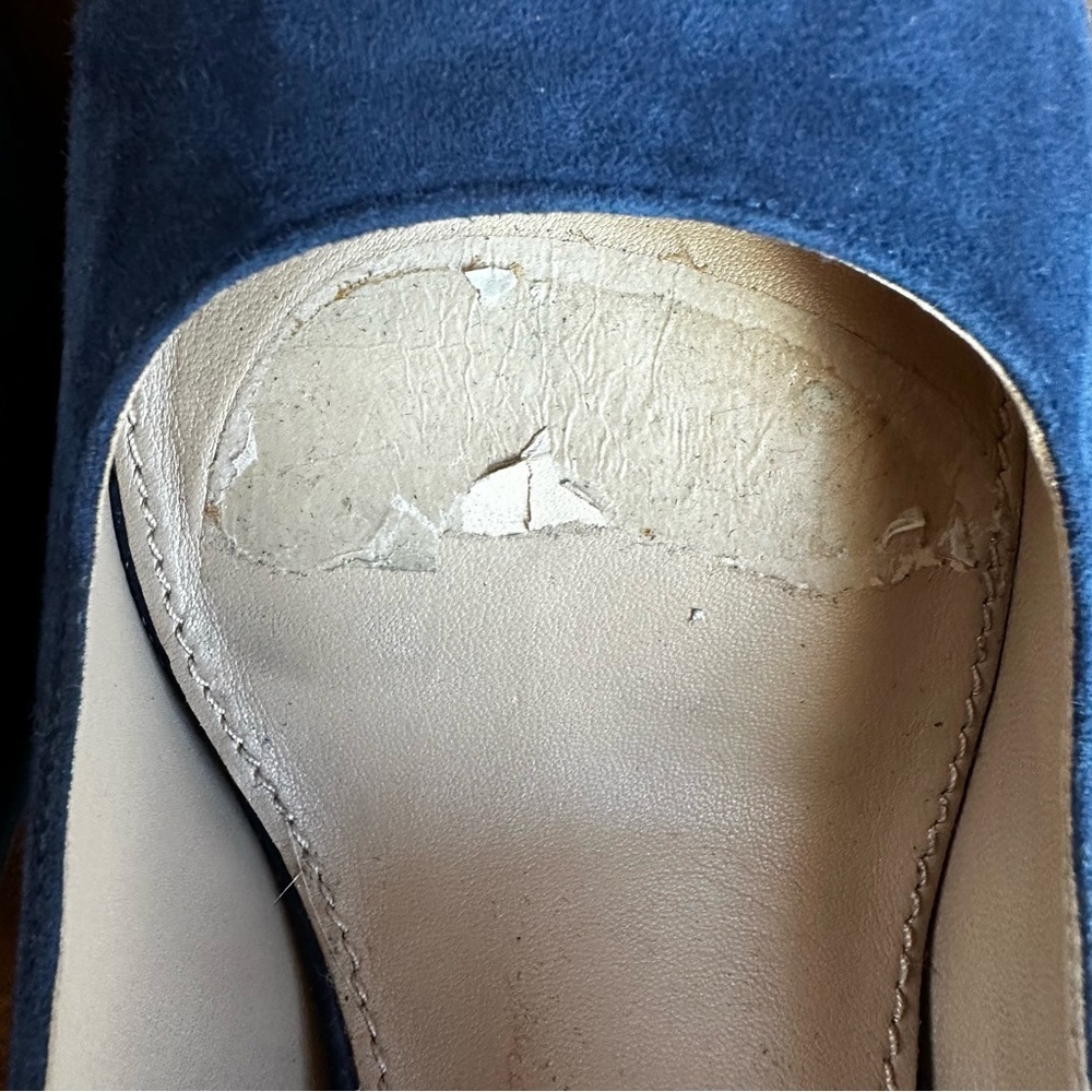 Tory Burch Elizabeth 85mm Round Toe Block Heel Pumps Blue Suede Size 10.5​ - Picture 12 of 13